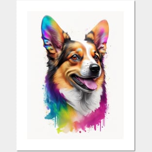 Dog head corgi Posters and Art